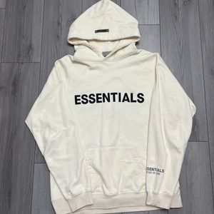 Fear of God Essentials Pullover Hoodie Applique Logo Butter Cream